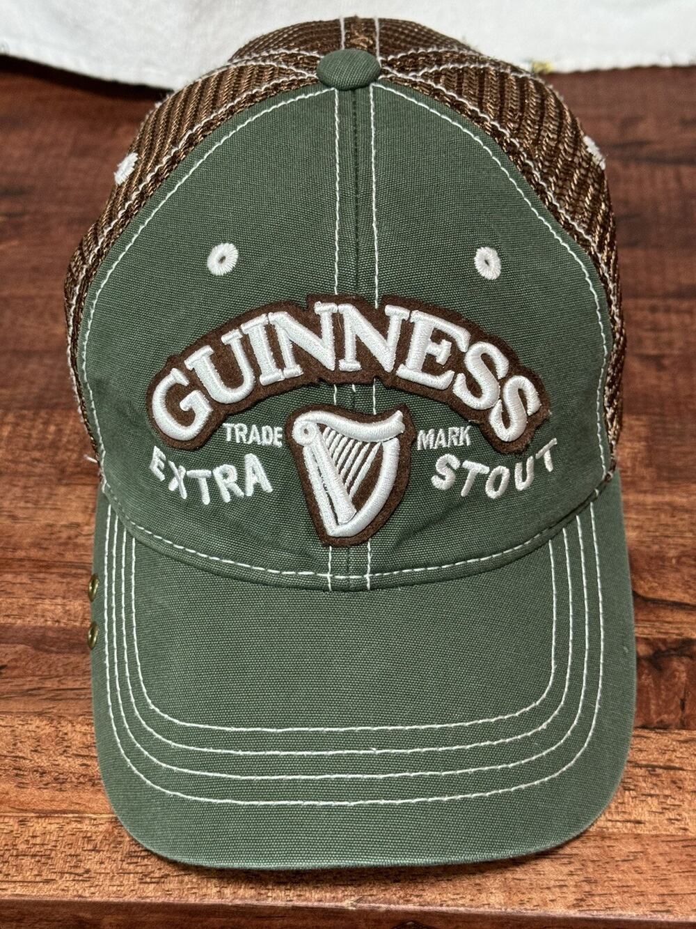 Guinness Extra Stout Fitted Trucker Hat Brown OSFM Embroidered Mesh Back